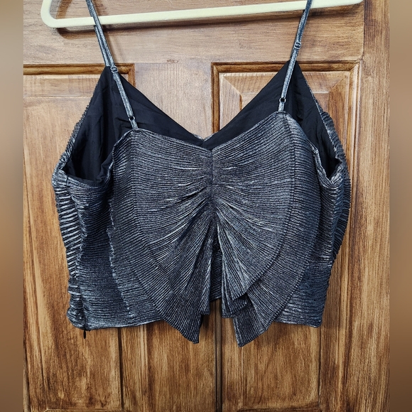 ✨️Final Price✨️NWT Express Metallic Pleated Bow Back Cropped Cami - Picture 4 of 9